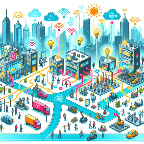 Image of differents elements with communications IoT