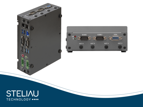 Product image Rugged edge computer for industrial computing with Intel Ultra, AI NPU, wide DC range, industrial LANs, and industrial connectors for industrial electronics.