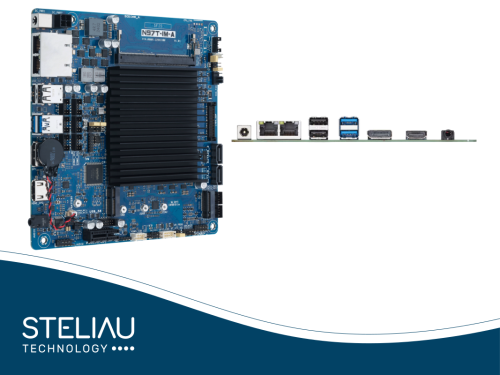 Product image Fanless Thin Mini-ITX SBC for industrial computing with industrial connectors, supports multiple displays, dual LAN and DC 9–36V.