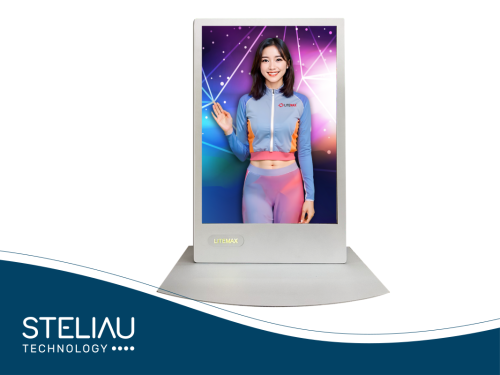55" transparent OLED display with 16:9 widescreen, customizable mounting, 43% transparency, low power use, and 30,000-hour lifespan.
